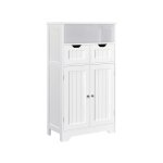 Yaheetech - armoire salle de bain meuble rangement salle de bain avec 2 tiroirs, 1 compartiment, 1 placard ...