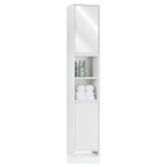 Armoire de salle de bain moderne en bois avec miroir, 2 portes et 2 �tag�res ouvertes, meuble de rangement ...