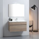 Armoire de salle de bain murale 90 cm well en chne sole