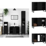 Armoire de salle de bain noir 80x33x60 cm bois d'ing�nierie - meuble de salle de bain - armoire de salle ...