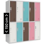 Armoire scolaire 10 portes bartu, 1360 x 1500 x 450 mm, gris - pastel