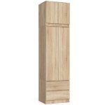 Akord - armoire avec surmeuble s60 chne sonoma 60 cm 2 portes 2 tiroirs faade chne sonoma 3 tagres ...