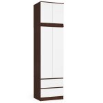 Akord - armoire avec surmeuble s60 weng� 60 cm 2 portes 2 tiroirs fa�ade blanche 3 �tag�res 60x51x234 ...