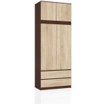 Armoire avec surmeuble akord s90 weng� 90 cm 2 portes 2 tiroirs fa�ade ch�ne sonoma 6 �tag�res 90x51x234 ...