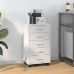 Armoire  tiroirs avec roulettes blanc brillant bois ingnierie vidaxl