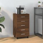 Armoire � tiroirs avec roulettes ch�ne marron bois d'ing�nierie - vidaxl