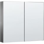 Beliani - armoire de toilette 2 portes 80 x 70 cm rangement 2 etagres miroirs suspendu noir navarra