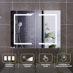 Armoire de toilette anti - bu�e avec miroir - double porte - �clairage led - 2 �tag�res r�glables en ...