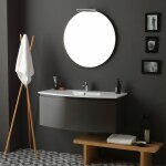 Kiamami valentina - armoire de toilette courbe 102 cm gris ardoise brillant miroir rond riva