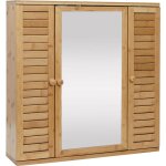 Hw - armoire de toilette c - b18 - armoire de toilette suspendue - 3 tagres 3 portes miroir bambou ...