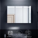 Sonni armoire de toilette led avec clairage miroir de salle de bain prise tactile acier inoxydable 90x65cm ...