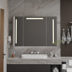 Armoire de toilette avec miroir et �clairage intelligent ? ??trois portes, �clairage led int�gr�, design ...