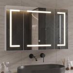 Armoire de toilette avec miroir, �clairage led et prise, dimensions 90 x 16 x 60 cm, finition miroir ...