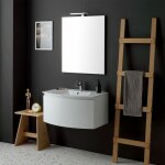 Kiamami valentina - armoire de toilette suspendue courbe cm 82 avec lavabo et miroir riva