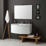 Armoire de toilette suspendue courbe cm102 laqué blanc lavabo et miroir riva Armoire de toilette suspendue courbe cm102 laqué blanc lavabo et miroir riva