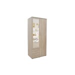 Meublorama - armoire tom 2 portes ? ch�ne sonoma ? avec miroir ? l80 x h185 cm