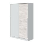 Armoire top - dcor blanc artik et chene nodi - 2 portes coulissantes - l200 x h121 x p50 cm