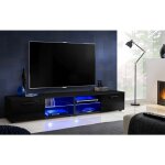 Extreme furniture - armoire tv t32 - 200, (lxhxp): 200 x 34, 5 x 45, corps en noir mat, faades en noir ...