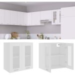 Armoire en verre suspendue blanc 60x31x60 cm bois ing�nierie - armoire suspendu - meuble de cuisine - ...