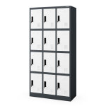 Armoire vestiaire consigne pour les v�tements, 12 casiers marcin, 900 x 1850 x 400 mm, blanc anthracite ...