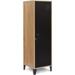 Idmarket ? armoire vestiaire en bois et m�tal noir ? dimensions 38, 5x38, 5x133 cm ? 2 �tag�res multipositions ...