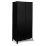 Idmarket - armoire vestiaire penderie ester 2 portes m�tal noir design industriel