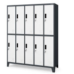 Armoire vestiaire pour v�tements de travail, 10 portes bartek, 1360 x 1720 x 450 mm, blanc anthracite ...