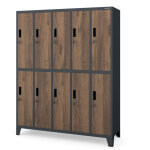 Armoire pour v�tements de travail, 10 portes bartek, 1360 x 1720 x 450 mm, eco design: amthracite / noyer ...