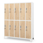 Armoire pour v�tements de travail, 10 portes bartek, 1360 x 1720 x 450 mm, eco design: blanc / ch�ne ...