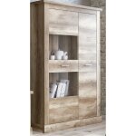 Armoire vitrine, buffet haut coloris ch�ne vieilli - longueur 125 x profondeur 41, 80 x hauteur 174, ...
