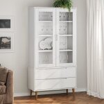 Vidaxl - armoire � vitrine molde blanc 90x35x175 cm bois de pin massif