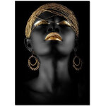 Art africain femme noire avec coiffe dor�e peintures sur toile art mural fille africaine affiches imprime ...