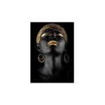 Art africain femme noire avec coiffe dore peintures sur toile art mural fille africaine affiches imprime ...