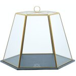 Artesa d�me g�om�trique de en verre pour g�teaux et fromages avec plateau de ardoise, 31 x 27, 5 x 25 ...