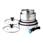 Arthur martin - batterie de cuisine 8 pi�ces am2493 - acier inoxydable - poign�e amovible - compatible ...