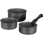 Arthur martin - batterie de cuisine am777gm set de 3 casseroles - gris mat 16 - 18 - 20 cm + 1 poigne ...