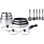 Arthur martin - batterie de cuisine induction am1275 - acier inoxydable - 15 pieces - poign�e amovible ...