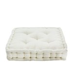 Thedecofactory - arthur - pouf tapissier en velours de coton uni cru 40x40