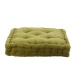 Thedecofactory - arthur - pouf tapissier en velours de coton uni vert mousse 40x40