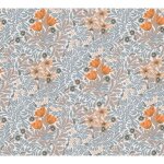 As creation - papier peint floral style baroque tapisserie grise et orange  fleurs et feuilles papier ...
