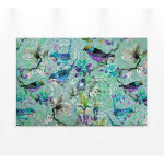 Tableau oiseau turquoise & violet | tableau animaux effet mosaque pour chambre adulte | tableau color ...
