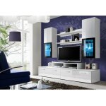 Ensemble meuble tv mural - mini - 200 cm x 190 cm x 45 cm - blanc - livraison gratuite