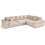 Lisa design - aspen - canap� d'angle r�versible 5 places - assise profonde - en velours c�tel� - beige ...