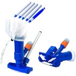 Aspirateur de piscine, kit d'entretien pour piscine, mini aspirateur manuel  vide avec brosse et 5 ples ...