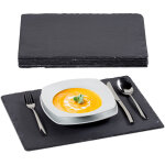 Assiettes en ardoise lot de 6 planches en ardoise 30x40 cm plateau de fromage ardoise - relaxdays