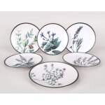 Assiette en c�ramique green garden (lot de 6) assiettes plates 25 cm