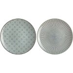 The home deco factory - assiette  dessert en porcelaine my little market 19 cm (lot de 2) motifs assortis ...