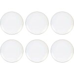The home deco factory - assiette en porcelaine avec liser dor (lot de 6) assiettes plates - 20 cm