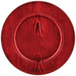 Assiette pr�sentation ronde 33cm effet bois rouge - feeric lights & christmas