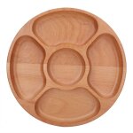 Assiette ronde en bois � compartiments pour dessert et snacks, plateau de service (30cm)